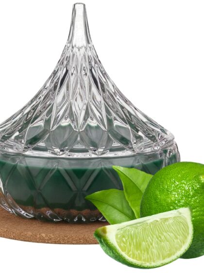 Świeca Zapachowa 220ml BERGAMOTKA w Krysztale | Świeca Sojowa, Czas palenia: ok. 65h, HANDMADE | z Korkową Podkładką, Seria: Cristal 220ml