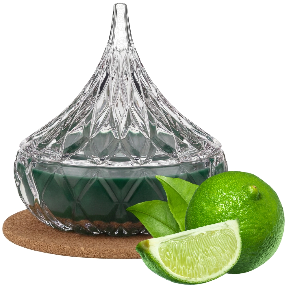 Świeca Zapachowa 220ml BERGAMOTKA w Krysztale | Świeca Sojowa, Czas palenia: ok. 65h, HANDMADE | z Korkową Podkładką, Seria: Cristal 220ml