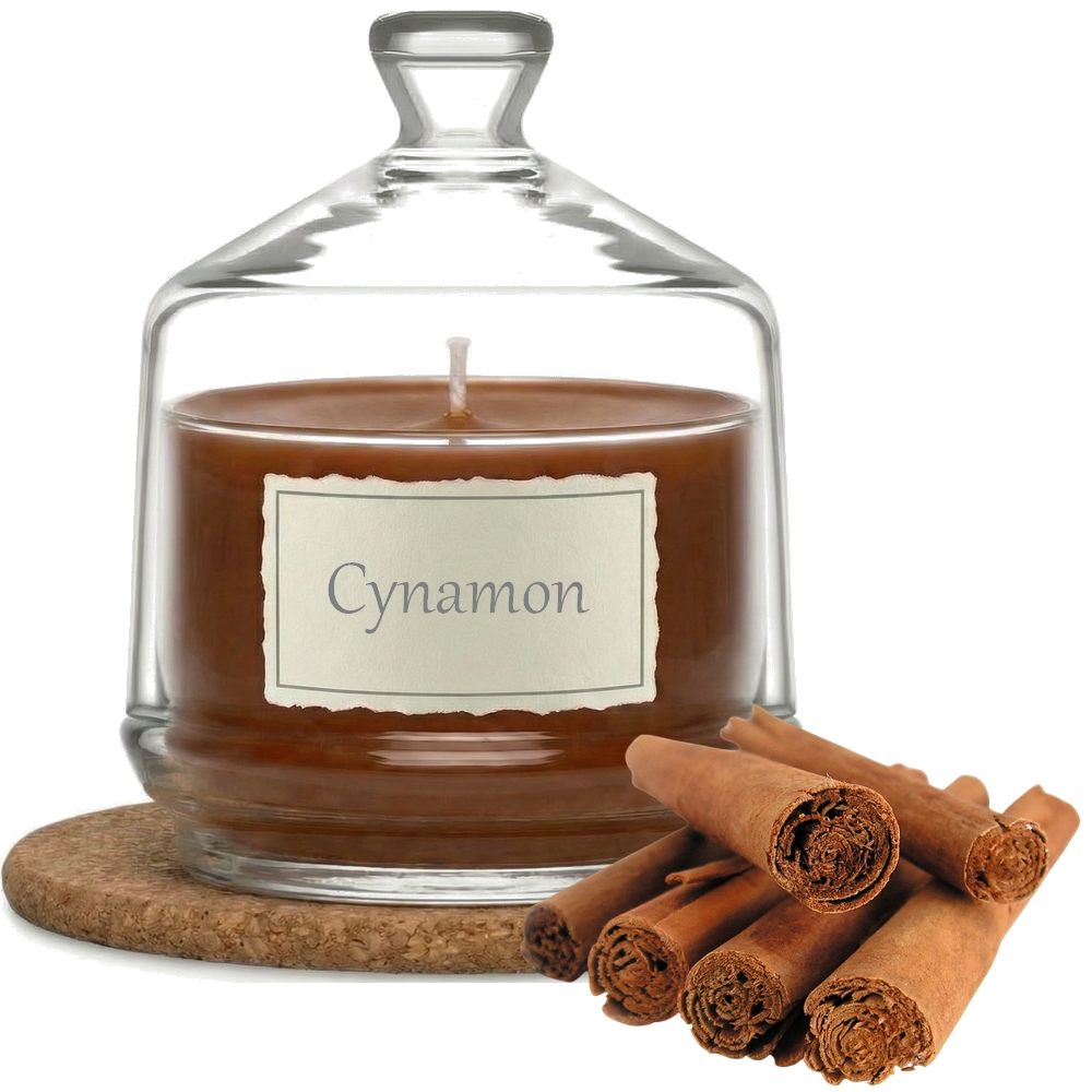 Świeca Zapachowa 280ml CYNAMON w Szkle | Świeca Sojowa, Czas palenia: ok. 85h, HANDMADE | z Korkową Podkładką, Seria: Glass 280ml