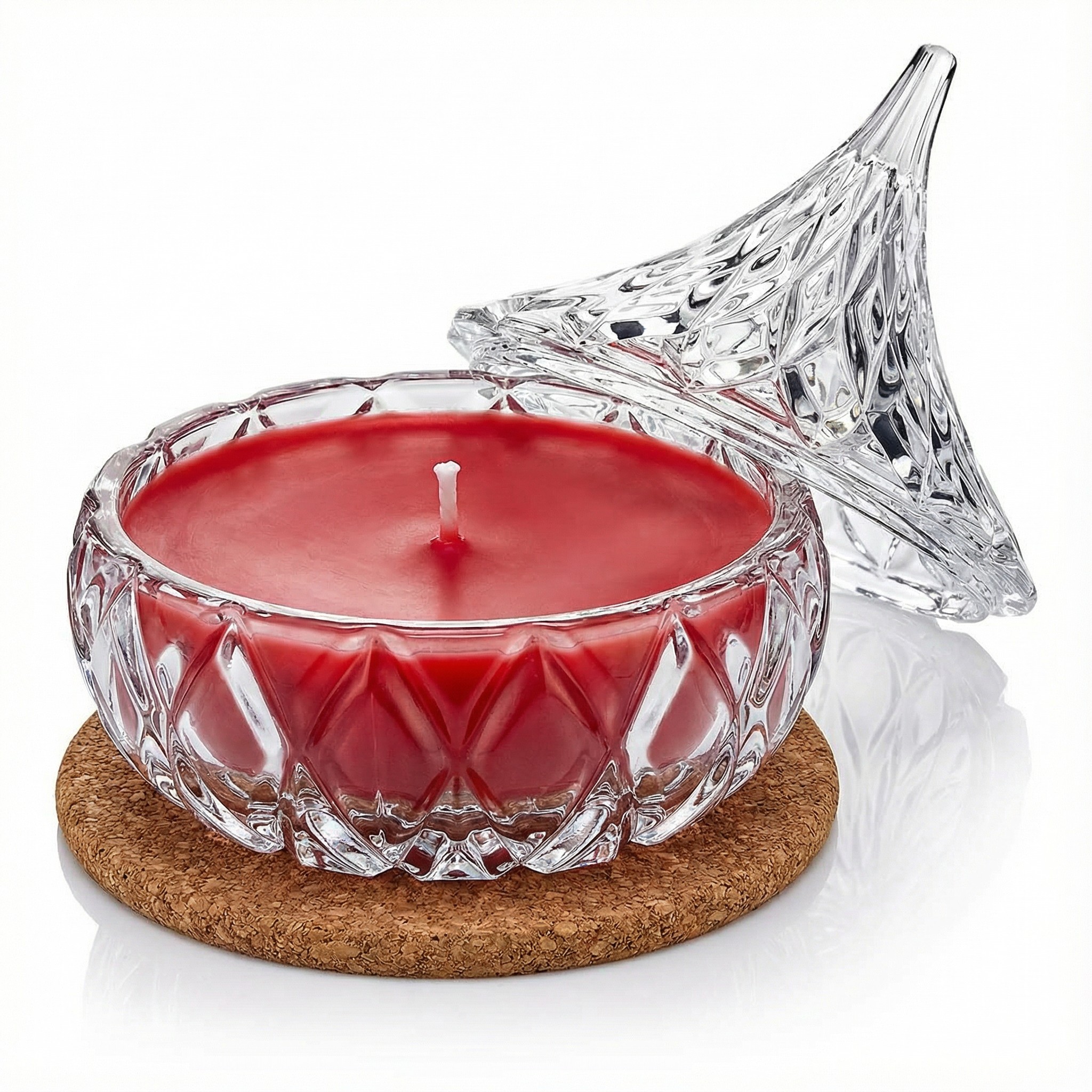 Świeca Zapachowa 220ml RÓŻA w Krysztale | Świeca Sojowa, Czas palenia: ok. 65h, HANDMADE | z Korkową Podkładką, Seria: Cristal 220ml - obrazek 3