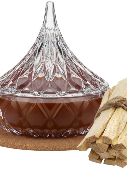 Świeca Zapachowa 220ml DRZEWO CEDROWE w Krysztale | Świeca Sojowa, Czas palenia: ok. 65h, HANDMADE | z Korkową Podkładką, Seria: Cristal 220ml