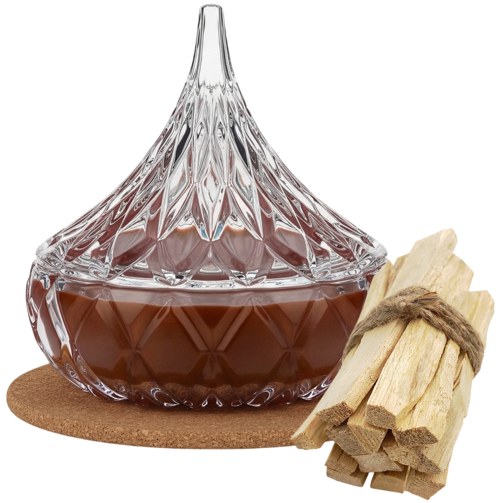 Świeca Zapachowa 220ml DRZEWO CEDROWE w Krysztale | Świeca Sojowa, Czas palenia: ok. 65h, HANDMADE | z Korkową Podkładką, Seria: Cristal 220ml