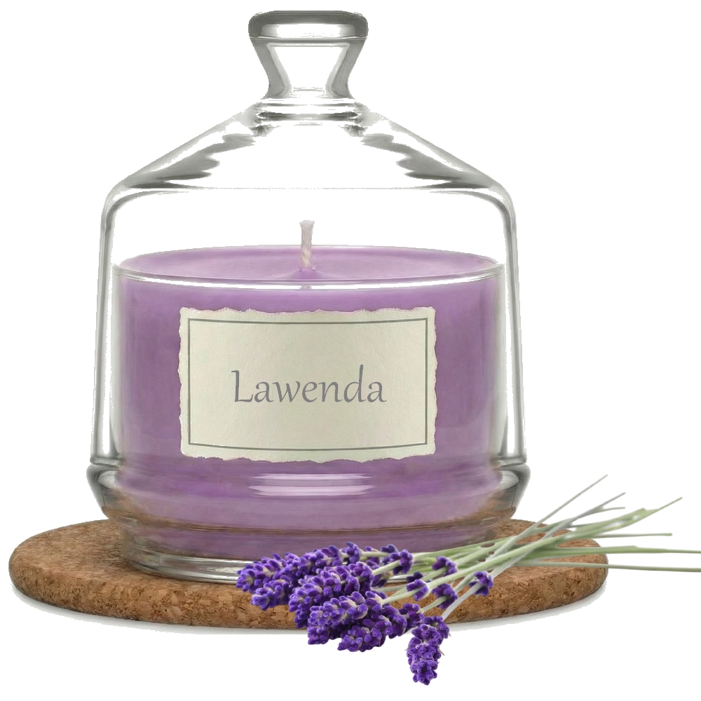 Świeca Zapachowa 280ml LAWENDA w Szkle | Świeca Sojowa, Czas palenia: ok. 85h, HANDMADE | z Korkową Podkładką, Seria: Glass 280ml