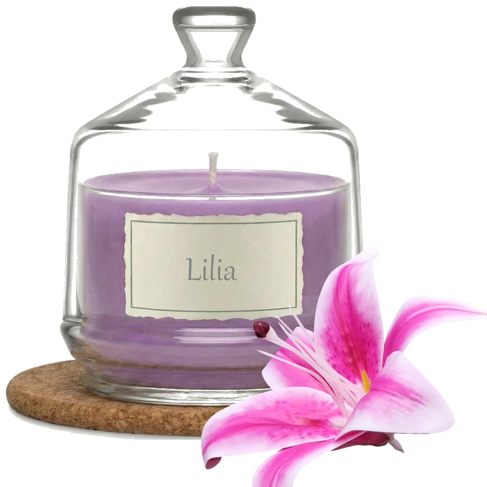 Świeca Zapachowa 280ml LILIA w Szkle | Świeca Sojowa, Czas palenia: ok. 85h, HANDMADE | z Korkową Podkładką, Seria: Glass 280ml