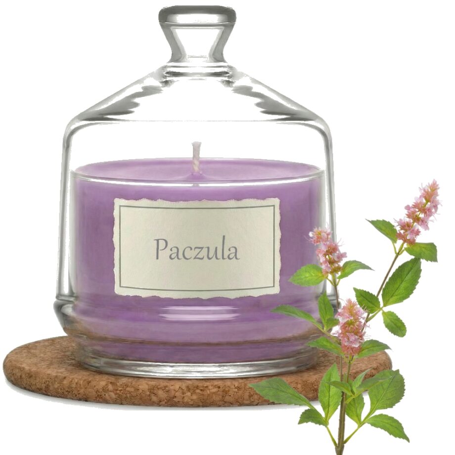 Świeca Zapachowa 280ml PACZULA w Szkle | Świeca Sojowa, Czas palenia: ok. 85h, HANDMADE | z Korkową Podkładką, Seria: Glass 280ml