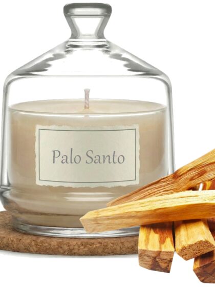 Świeca Zapachowa 280ml PALO SANTO w Szkle | Świeca Sojowa, Czas palenia: ok. 85h, HANDMADE | z Korkową Podkładką, Seria: Glass 280ml