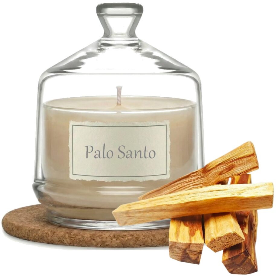 Świeca Zapachowa 280ml PALO SANTO w Szkle | Świeca Sojowa, Czas palenia: ok. 85h, HANDMADE | z Korkową Podkładką, Seria: Glass 280ml