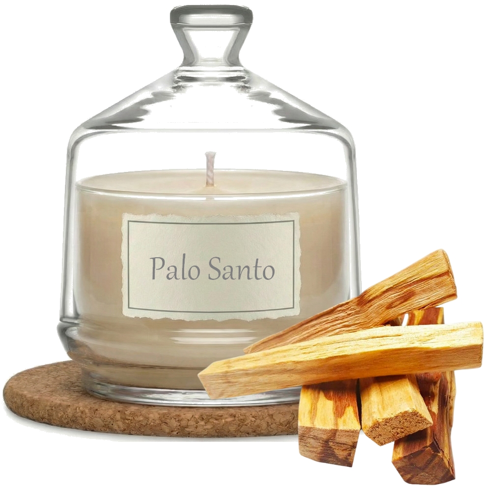 Świeca Zapachowa 280ml PALO SANTO w Szkle | Świeca Sojowa, Czas palenia: ok. 85h, HANDMADE | z Korkową Podkładką, Seria: Glass 280ml