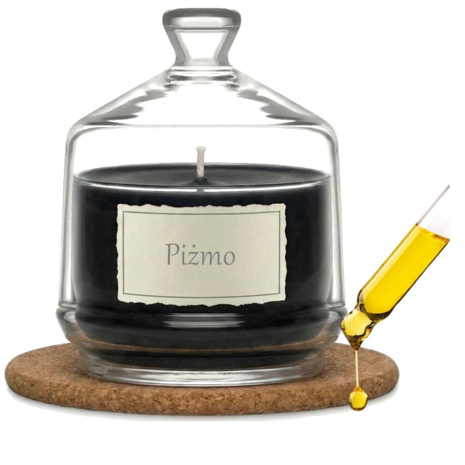 Świeca Zapachowa 280ml PIŻMO w Szkle | Świeca Sojowa, Czas palenia: ok. 85h, HANDMADE | z Korkową Podkładką, Seria: Glass 280ml