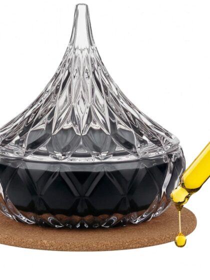 Świeca Zapachowa 220ml PIŻMO w Krysztale | Świeca Sojowa, Czas palenia: ok. 65h, HANDMADE | z Korkową Podkładką, Seria: Cristal 220ml