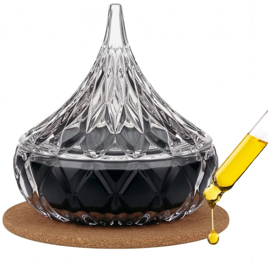 Świeca Zapachowa 220ml PIŻMO w Krysztale | Świeca Sojowa, Czas palenia: ok. 65h, HANDMADE | z Korkową Podkładką, Seria: Cristal 220ml