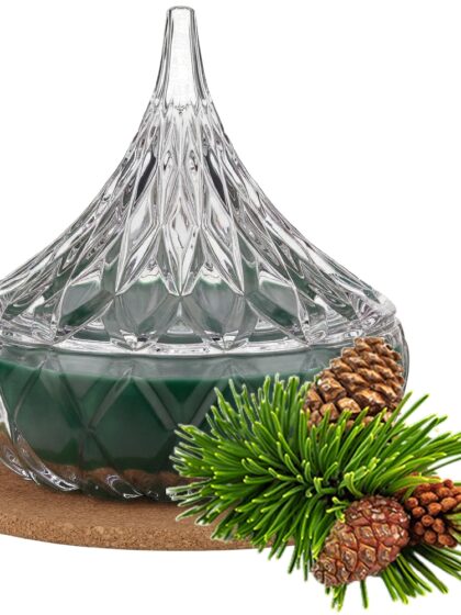 Świeca Zapachowa 220ml SOSNA w Krysztale | Świeca Sojowa, Czas palenia: ok. 65h, HANDMADE | z Korkową Podkładką, Seria: Cristal 220ml