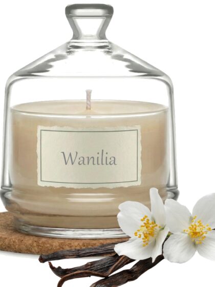 Świeca Zapachowa 280ml WANILIA w Szkle | Świeca Sojowa, Czas palenia: ok. 85h, HANDMADE | z Korkową Podkładką, Seria: Glass 280ml