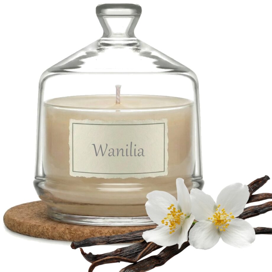 Świeca Zapachowa 280ml WANILIA w Szkle | Świeca Sojowa, Czas palenia: ok. 85h, HANDMADE | z Korkową Podkładką, Seria: Glass 280ml
